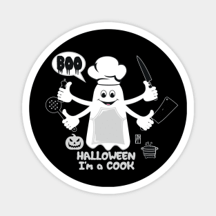 BOO Cook dressed as a GHOST - Funny Halloween Ghost Magnet